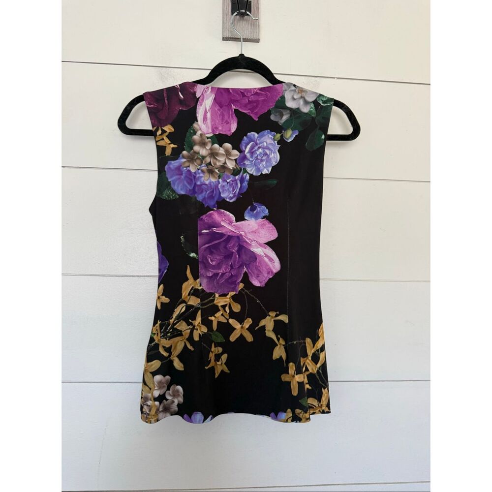 Boston Proper Women’s Small Black Floral Tank Sleeveless Blouse - Picture 4 of 5